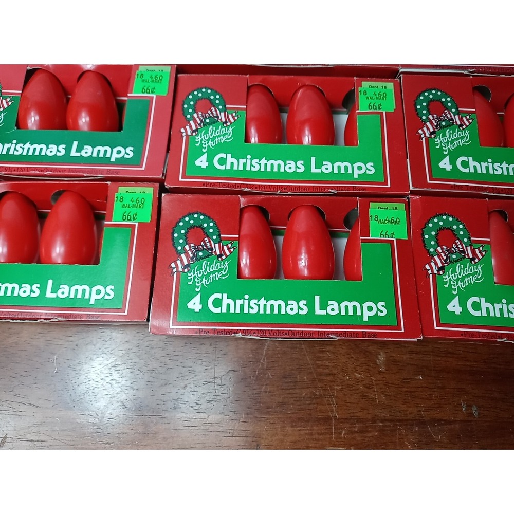 48 Vintage Christmas Replacement Lights C 9 1/4 120 Volt Lamps Bulbs Red/Rose - Picture 3 of 6